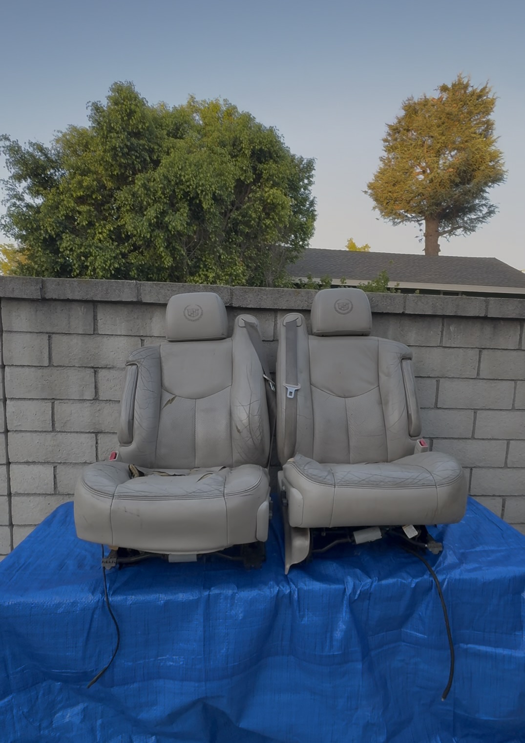 Worn Cadillac seats before restoration